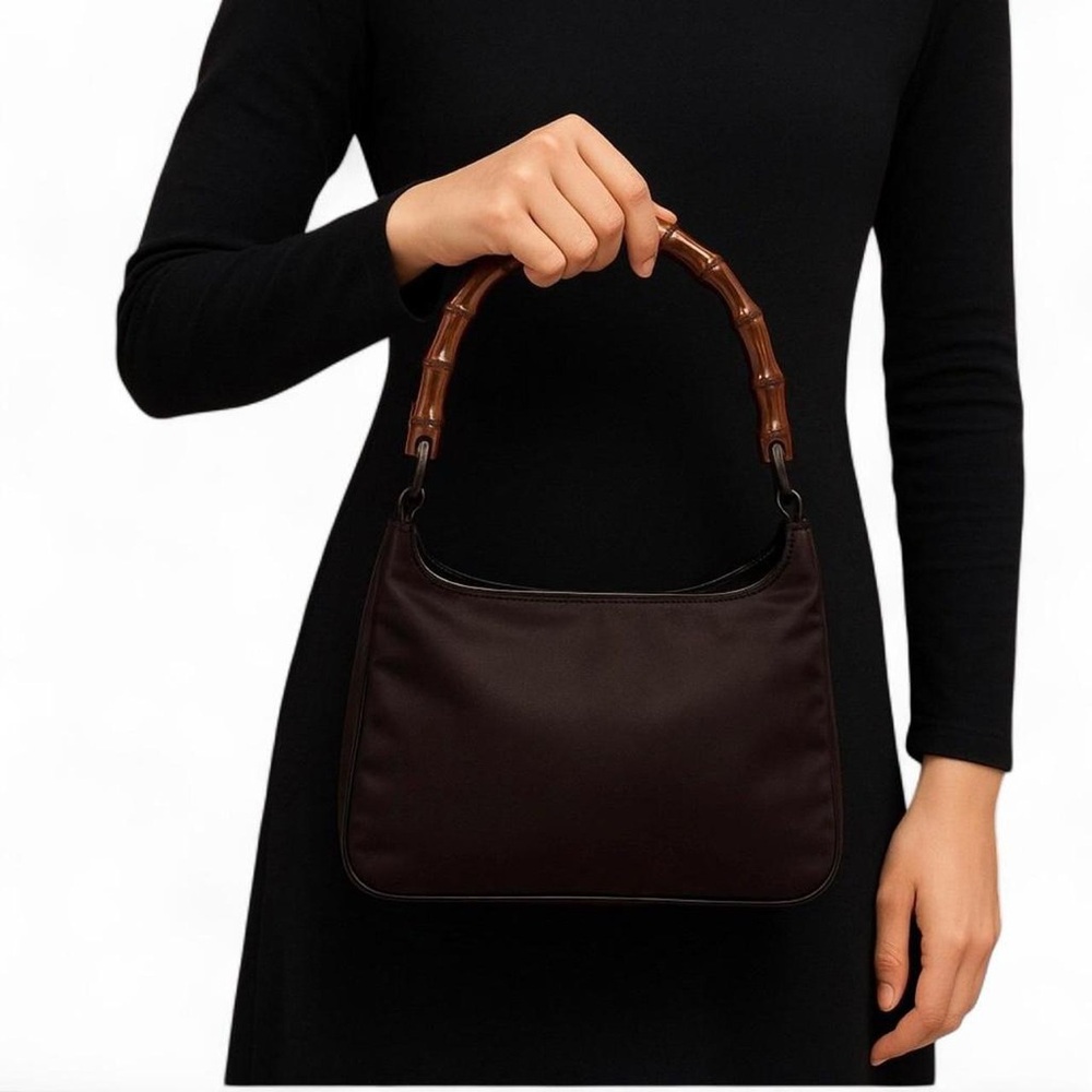 Gucci Dark Brown Bamboo Handle Shoulder Bag | Authentic | Vintage